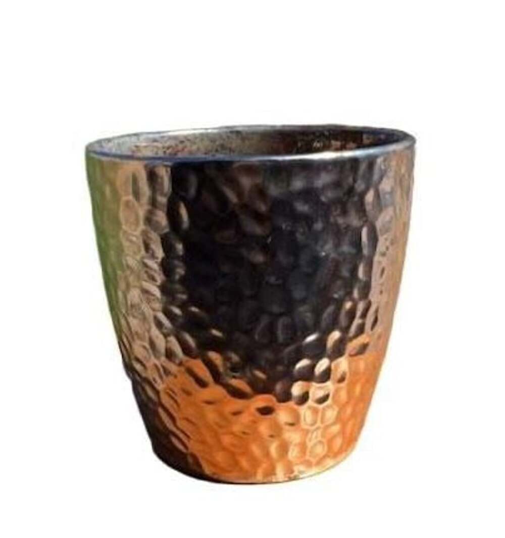Hammered Copper Finish Planter Pot